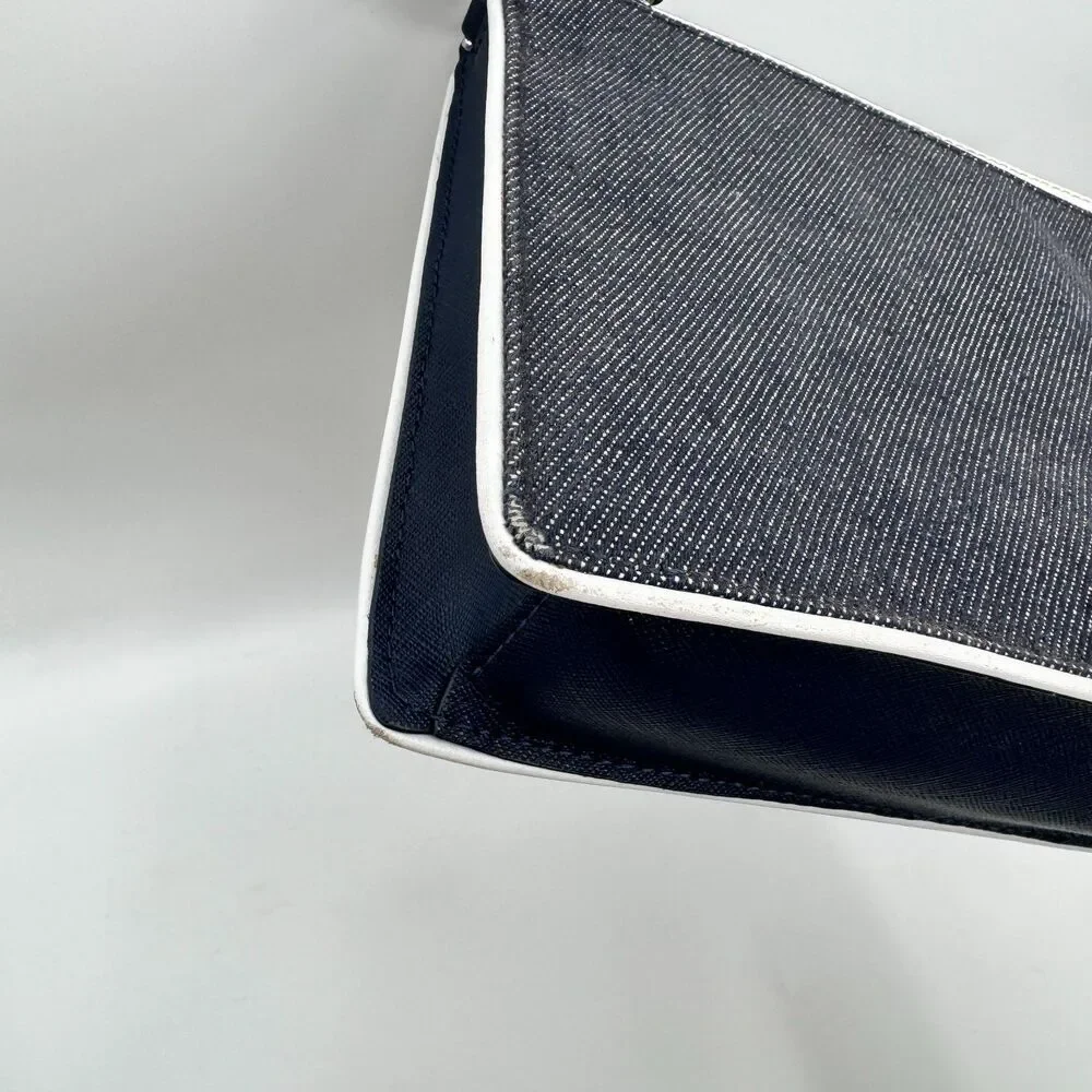 KATE SPADE Cameron Denim Blue White Color Block Crossbody Clutch Purse